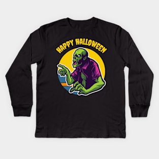 Halloween Zombie Scream Horror Kids Long Sleeve T-Shirt